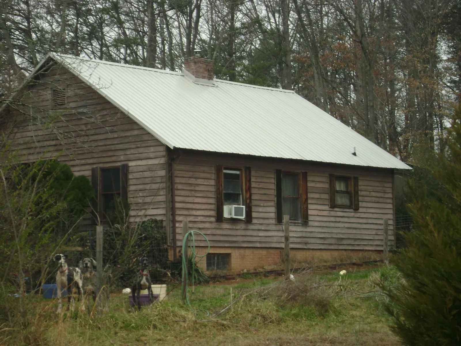 White metal roof on an old wood sided farmhouse, from a Metal Roof Installation job in Coopersville
